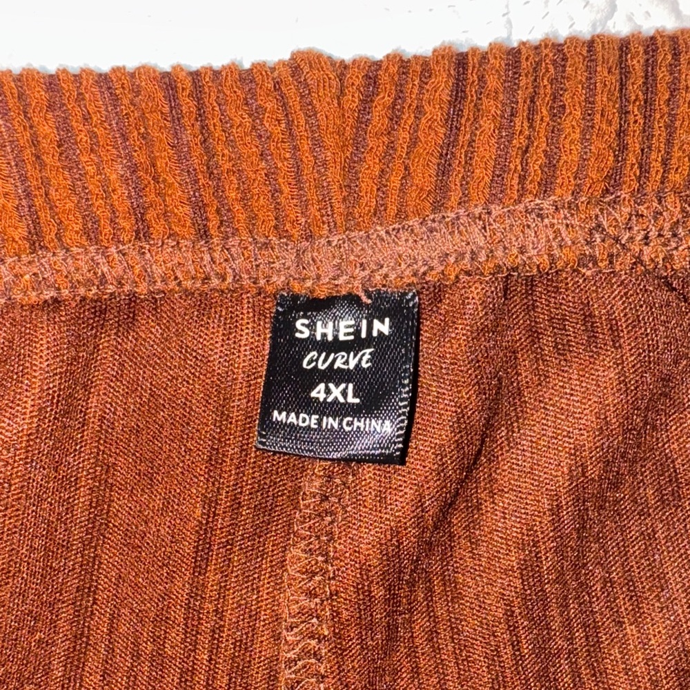 SHEIN Rust Ribbed Pants - Picture 3 of 4